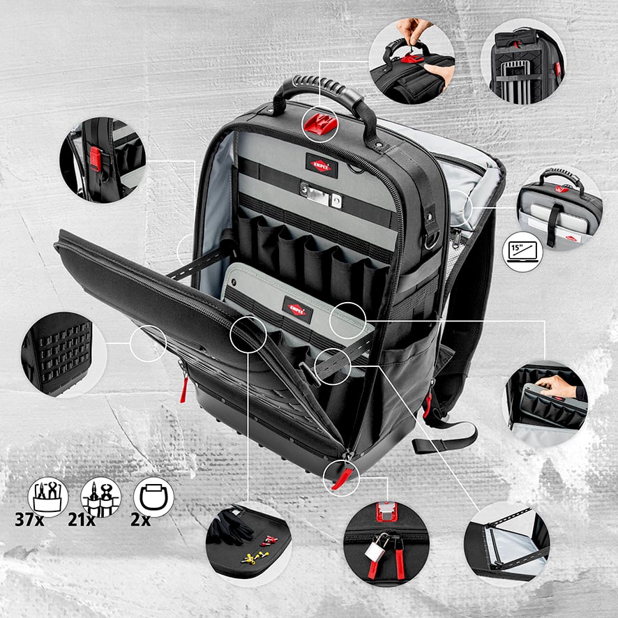 KNIPEX Modular X18 Werkzeugrucksack Leer, view 12