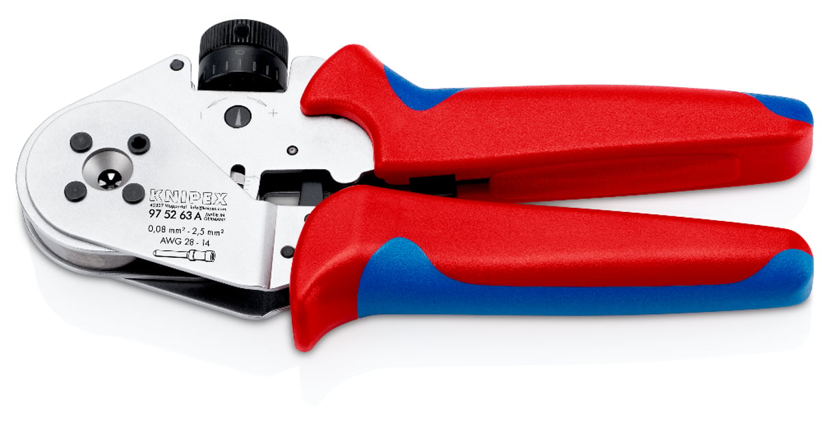 Four-Mandrel Crimping Pliers for turned contacts | KNIPEX