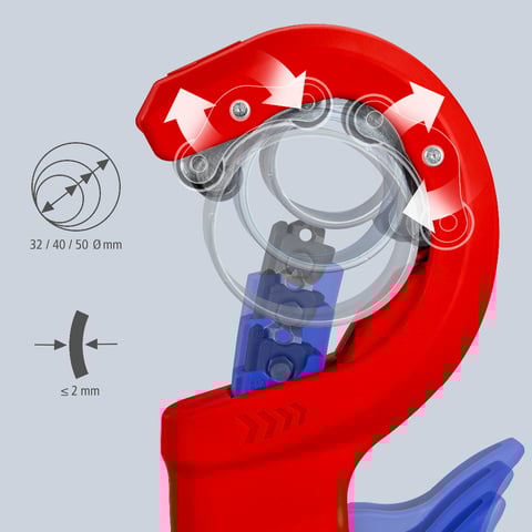 KNIPEX DP50 Tagliatubi per tubi di drenaggio in plastica a parete sottile | 90 23 01 BK