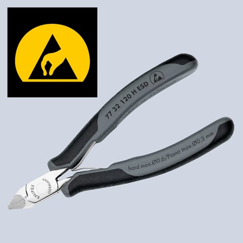 Electronics Diagonal Cutter with carbide cutting edges ESD | KNIPEX