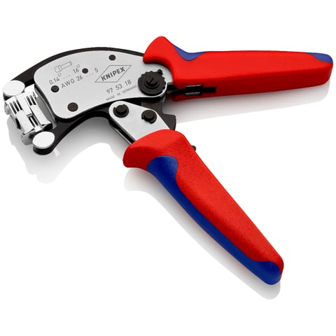 KNIPEX Twistor16® Pince à sertir auto-ajustable pour embouts de câble Avec tête de sertissage rotative | 97 53 18