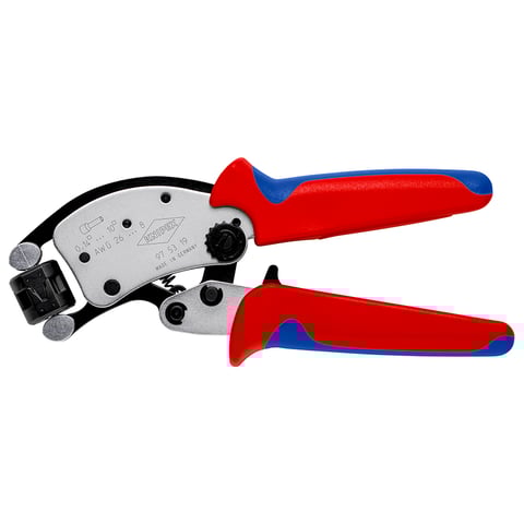 KNIPEX Twistor® T Selbsteinstellende Crimpzange für Aderendhülsen Mit drehbarem Crimpkopf | 97 53 19