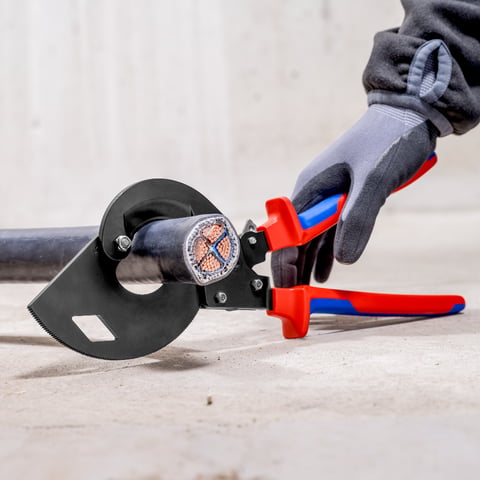 KNIPEX Cesoia A Cricchetto Per Cavi D'acciaio – 95 36 315 A, Taglio Fino Ø45 Mm, 380 Mm², VDE, Con Impugnature Isolate