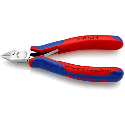 KNIPEX Elektronica-zijsnijtang met snijkant uit hard metaal met meer-componenten greep 120 mm, 77 02 120 H