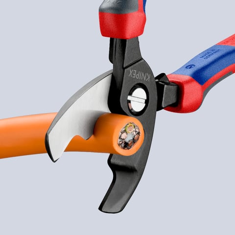 KNIPEX Kabelschaar Met openingsveer verchroomd geïsoleerd met meer- componentengrepen, VDE-getest 165 mm, 95 26 165
