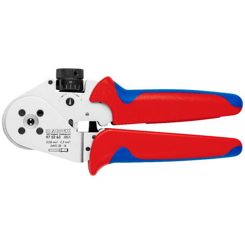 Four-Mandrel Crimping Pliers for turned contacts | KNIPEX