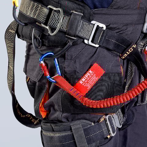 Fangleine mit fixiertem Materialkarabiner Zur Werkzeug-Absturzsicherung | 00 50 12 T BK