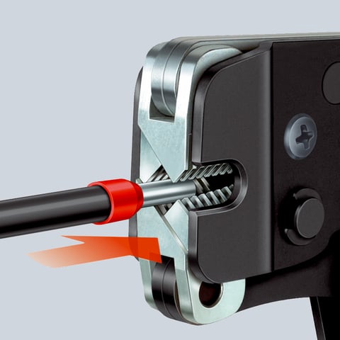Self-Adjusting Crimping Pliers for wire ferrules With front