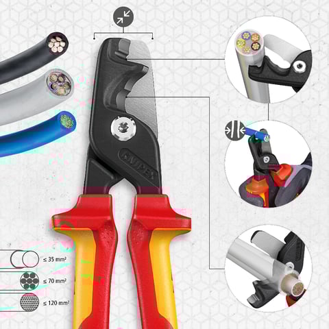 KNIPEX StepCut® XL ステップカット付きケーブルカッター | KNIPEX