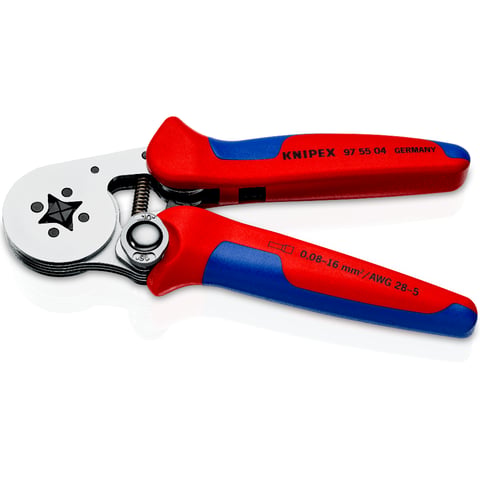 Self-Adjusting Crimping Pliers for wire ferrules With lateral