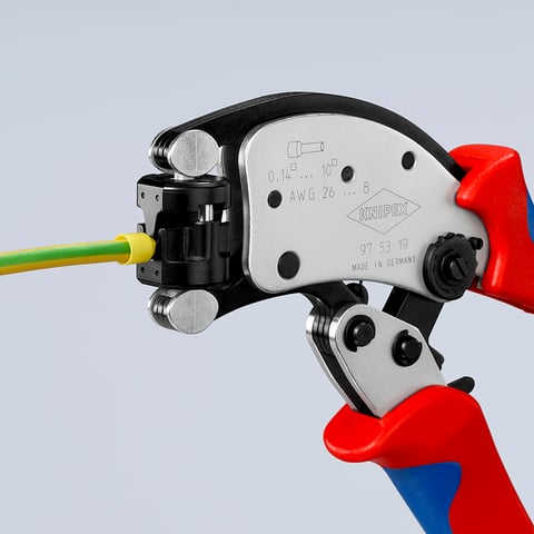 KNIPEX Twistor® T Selbsteinstellende Crimpzange für Aderendhülsen Mit drehbarem Crimpkopf | 97 53 19