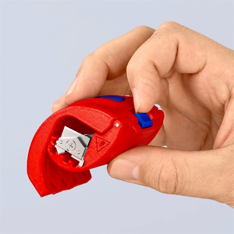 KNIPEX BiX Cutter For Plastic Pipes & Sealing Sleeves - Cuts 20-50mm Diameter, No Shavings, With Spare Blades