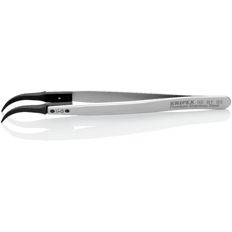 Knipex 92 37 64 Precision Tweezers - 5.91" Insulated, Angled Tips With Fine Serration For Electronics