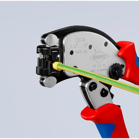 KNIPEX Twistor® T Selbsteinstellende Crimpzange für Aderendhülsen Mit drehbarem Crimpkopf | 97 53 19