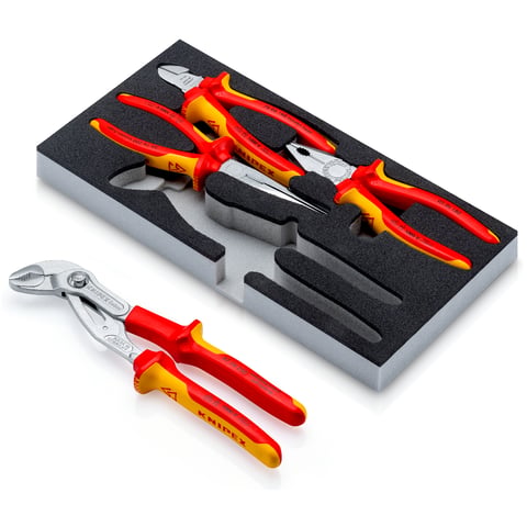 KNIPEX Zangen-Set "VDE Chrom II" 4-teilig In Schaumstoffeinlage | 00 20 01 V21