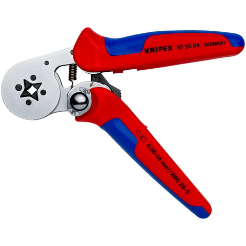 Self-Adjusting Crimping Pliers for wire ferrules With lateral