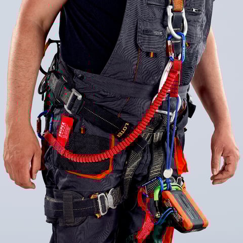 Fangleine mit fixiertem Materialkarabiner Zur Werkzeug-Absturzsicherung | 00 50 12 T BK