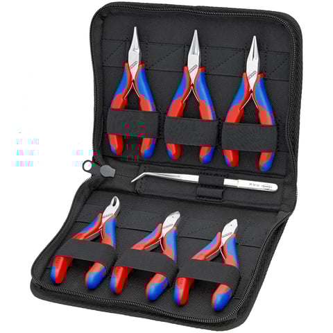 Estuche con alicates de electrónica Con herramientas para trabajos en componentes electrónicos 7 piezas | 00 20 16