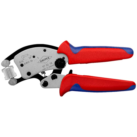 KNIPEX Twistor16® Selbsteinstellende Crimpzange für Aderendhülsen Mit drehbarem Crimpkopf | 97 53 18