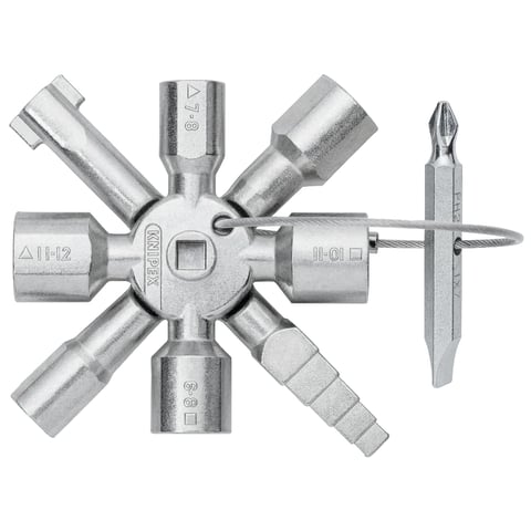 KNIPEX TwinKey® Chiave universale per quadri ed armadi elettrici Per tutti i sistemi di chiusura più comuni | 00 11 01
