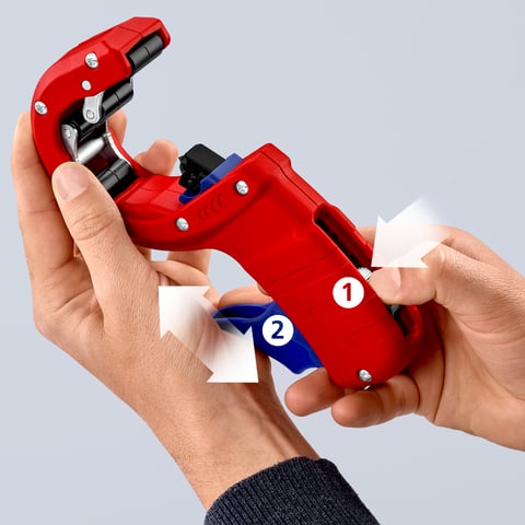 KNIPEX DP50 Rohrschneider für dünnwandige Kunststoff-Abflussrohre | 90 23 01 BK
