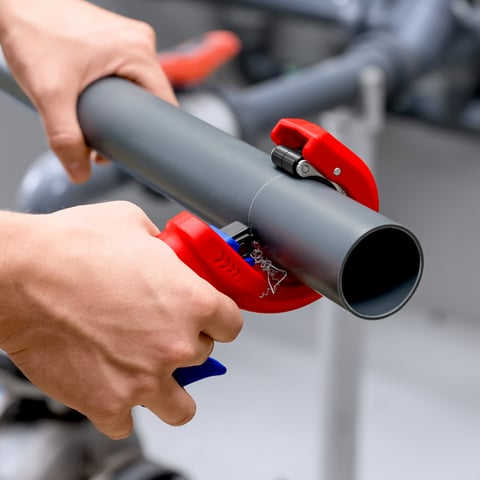 KNIPEX DP50 Rohrschneider für dünnwandige Kunststoff-Abflussrohre | 90 23 01 BK