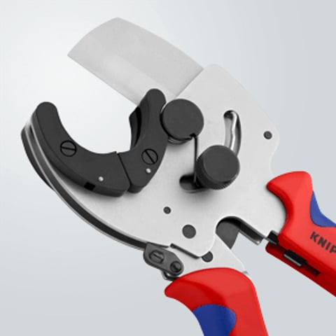 KNIPEX 90 25 20 - 11107 Pipe Cutter For Composite Pipes And Protective Tubes Galvanized Handles With Multi Component Grips