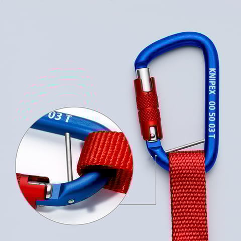 Lanyard with fixated carabiner For tool fall protection | KNIPEX