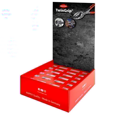 Thekendisplay TwinGrip, leer Für 18 TwinGrip, je 6 x 150, 200 und 250 Zweitplatzierung für TwinGrip Frontgreifzangen | 00 18 01 V53 LE