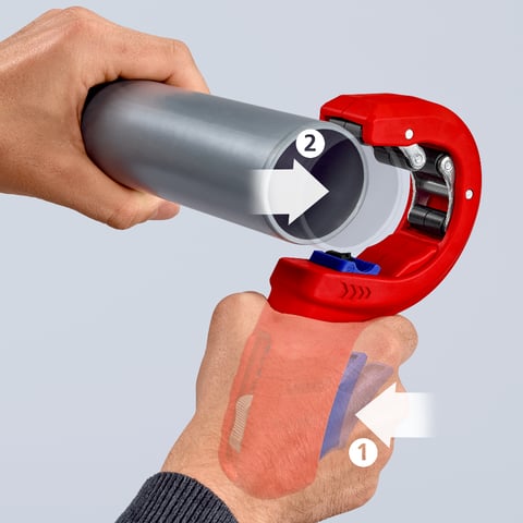 KNIPEX DP50 Rohrschneider für dünnwandige Kunststoff-Abflussrohre | 90 23 01 BK
