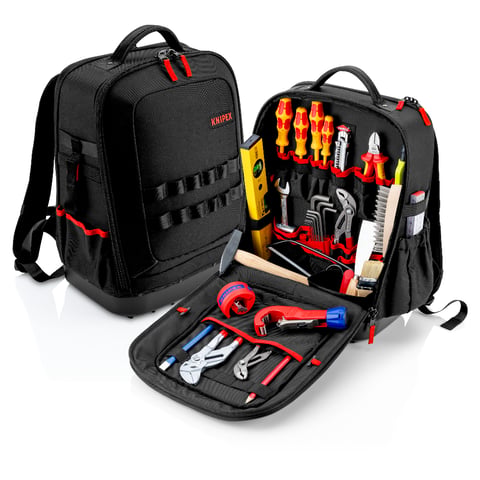 KNIPEX Modular X15 Sanitär-Starter Kompakter Werkzeugrucksack 24-teilig | 00 21 51 HK S