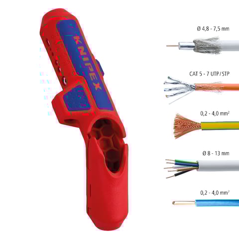 KNIPEX ErgoStrip® 汎用ストリップツール 右利き仕様 | 16 95 01 SB